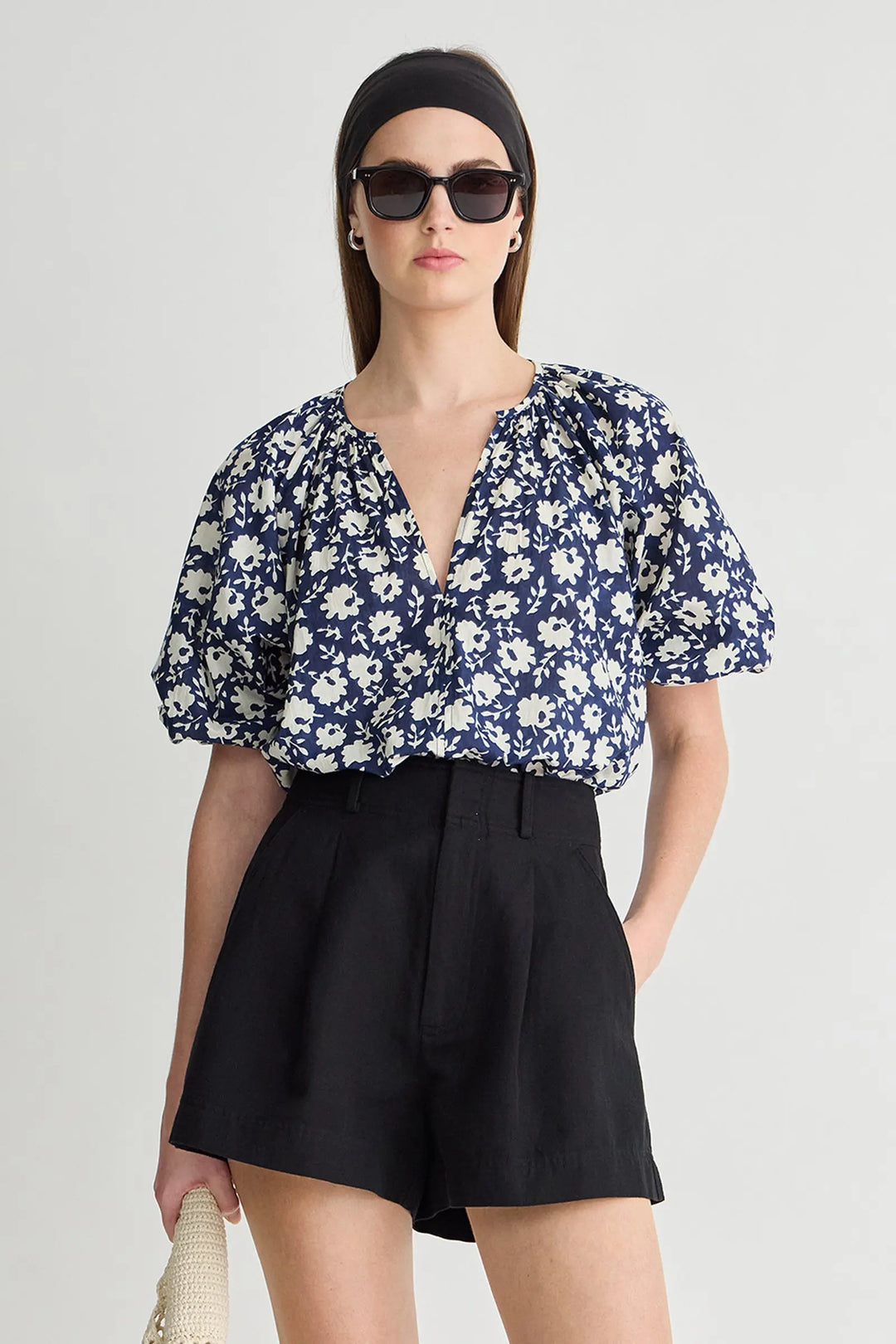 chinese dress ladies Santa Cecilia Dress Batik Floral Navy S