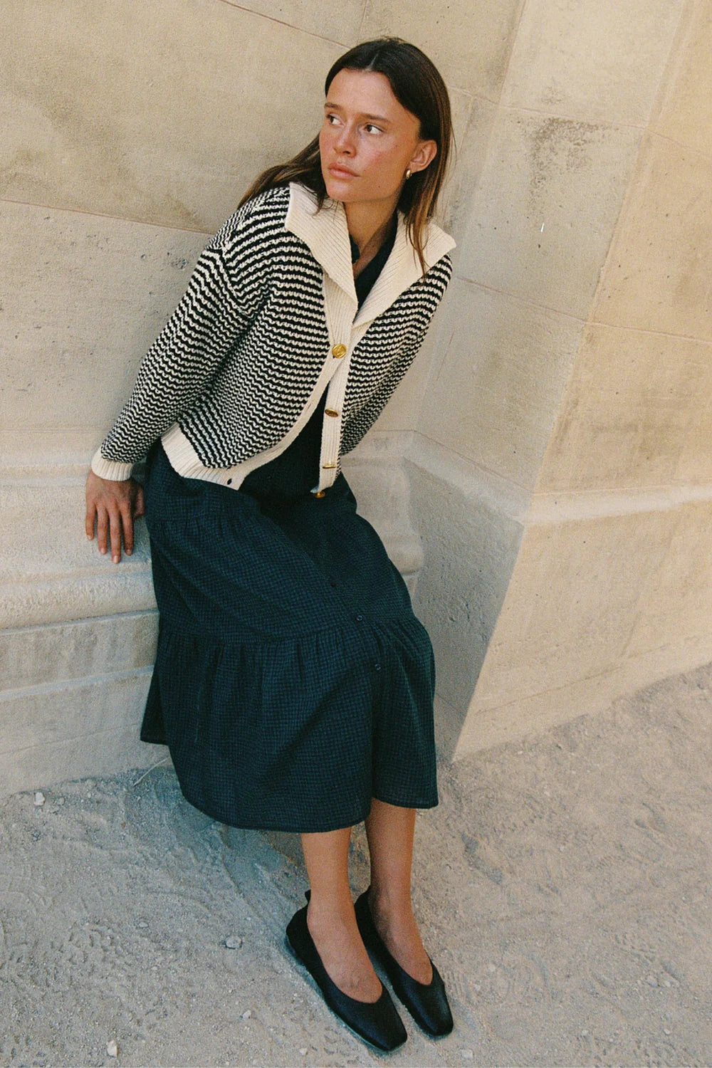 トップス BANSAN 2way mix jacquard long cardigan Moxie Jacquard Cardigan