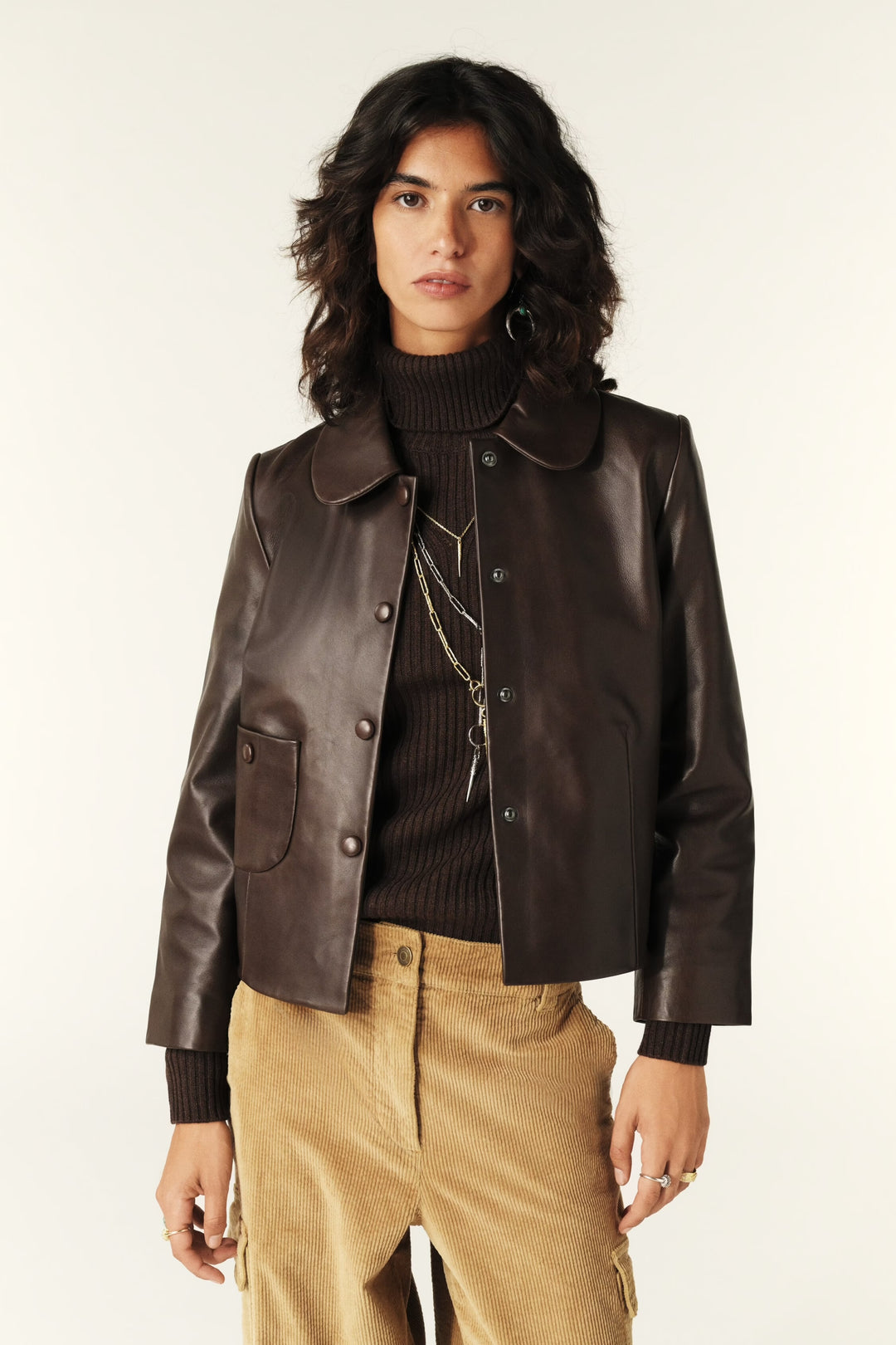 moussy F/LEATHER COLLAR DENIM ジャケット moussy F/LEATHER COLLAR DENIM ジャケット
