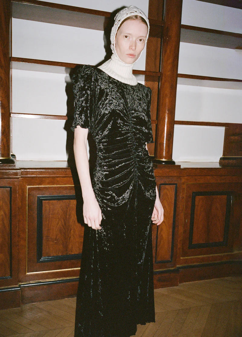 Black Cailyn Crushed Velvet Ruched Dress – Two skirts SF