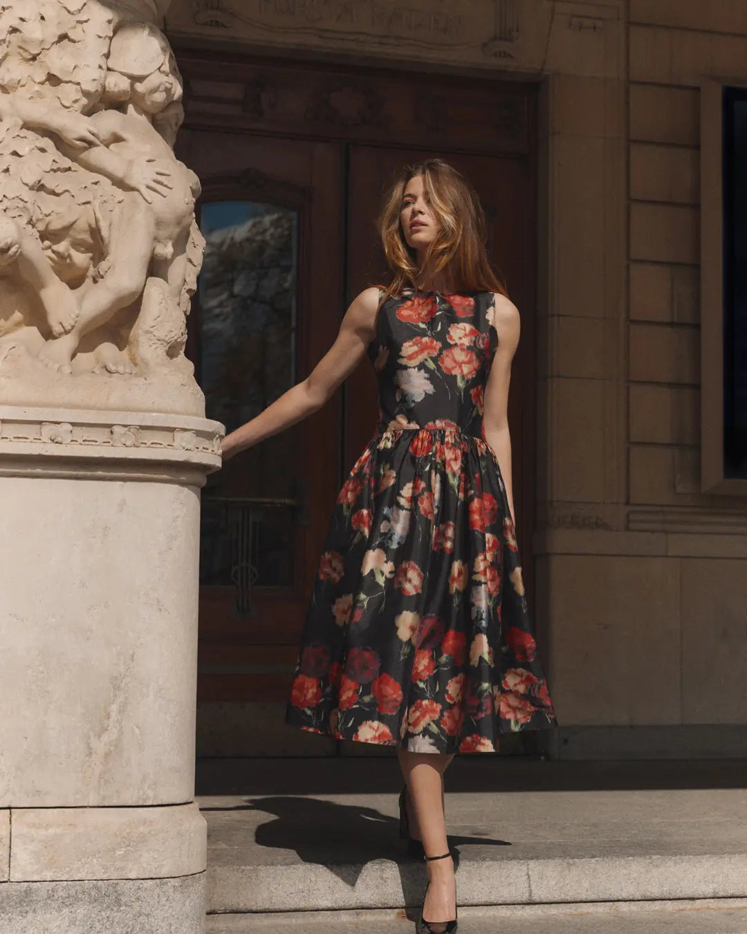 by Ti Mo Taffeta Midi Dress, M, Svart, Designers