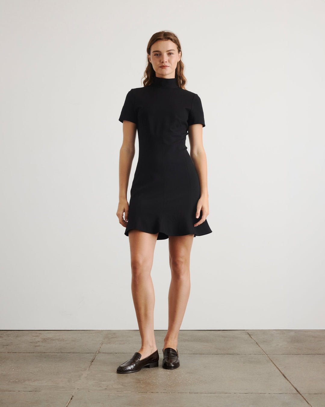 Tanya Taylor | Short Thea Dress | Black Turtleneck Midi Dress